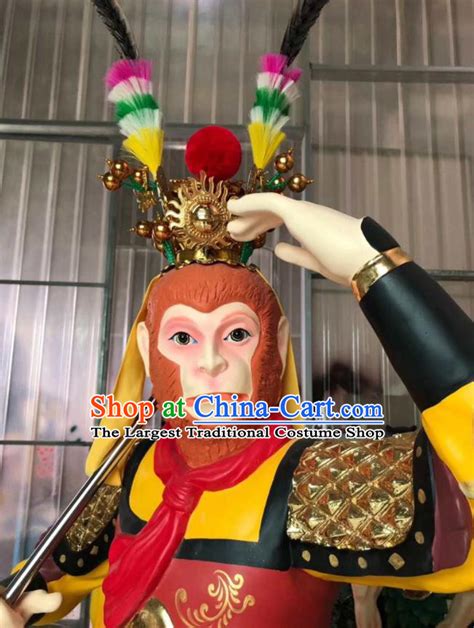 China Lacquerware Sun Wukong Statue Handmade Wood Carving The Monkey