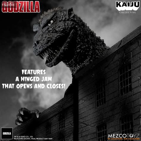 Figure Godzilla 1954 Kaiju Collective Black White Edition Mezco Toys