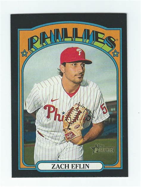 Topps Heritage Black Zach Eflin Baseball Card Print Run Of