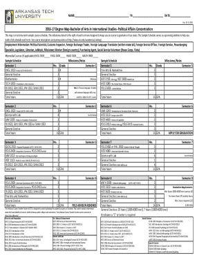 Fillable Online 2016 17 Degree Map Bachelor Of Arts In International