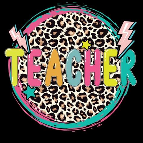 Leopard Teacher Png Teacher Sublimation Design Sublimation Etsy