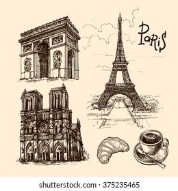 Paris Sketches Collection Stock Vector (Royalty Free) 375235465 ...