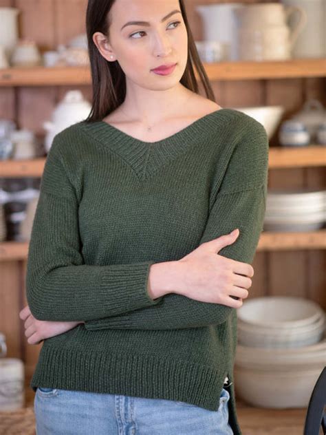 Free Knitting Pattern For A Womens Classic V Neck Sweater Knitting Bee