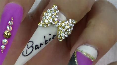 How to Barbie nails Uñas rosas de barbie Luliz Nails YouTube