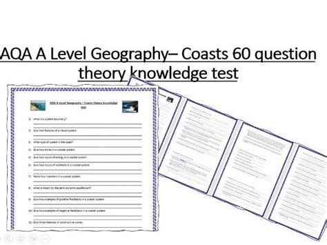 Coasts AQA A Level Geography Revision Knowledge Test 60 Questions