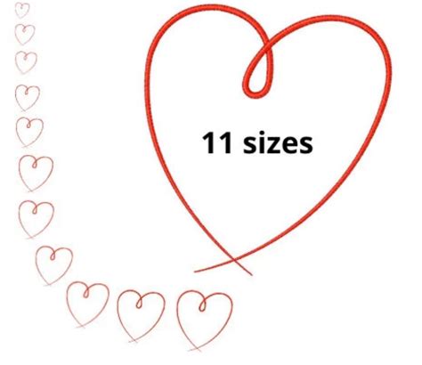 heart embroidery design  sizes mini heart embroidery large heart