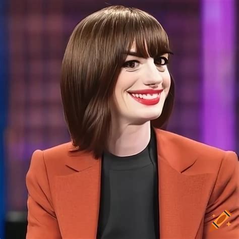 Anne Hathaway Getting Bangs Trimmed On A Talk Show