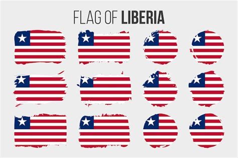 Bandeira Da Libéria Ilustração Pincelada E Bandeiras Grunge Da Libéria Isoladas Em Branco