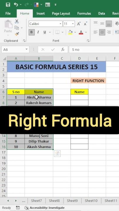 How To Use Right Formula To Extract Full Name To Last Name In Excel