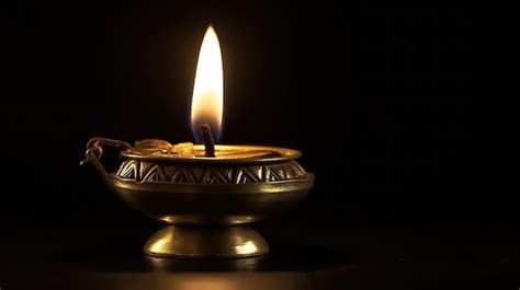 Premium Photo | A candle light in the dark with a black background