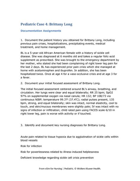 Ped Case Brittany Long V Sim Da Pediatric Case Brittany Long