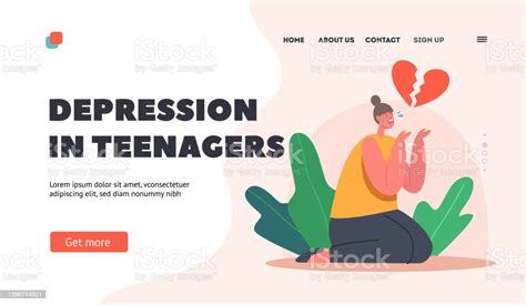 Teenagers Depression Landing Page Template Depressed Heartbroken Teen