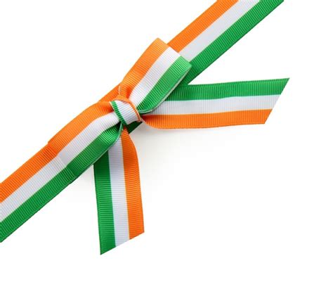 Premium Photo Ribbon Bow In Colors Of Indian Flag On White Background