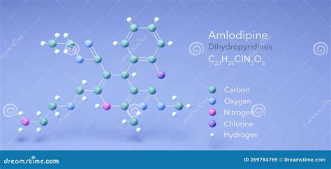 Amlodipine Molecule Molecular Structures Dihydropyridines 3d Model