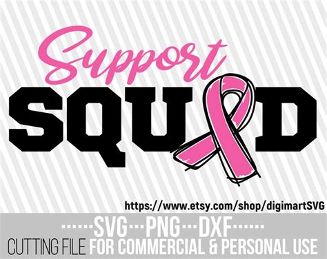 Support Squad Svg Cancer Ribbon Svg Awareness Ribbon Pink Ribbon Svg