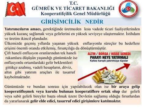 PPT T C GÜMRÜK VE TİCARET BAKANLIĞI KOOPERATİFÇİLİK GENEL MÜDÜRLÜĞÜ