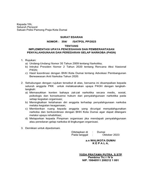 Contoh Surat Edaran Organisasi P4gn Pdf