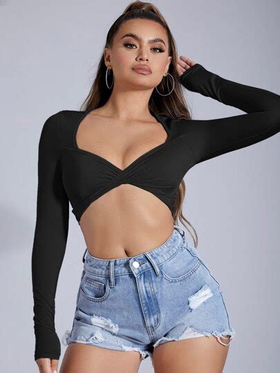 Search Black Long Sleeve Crops Shein Usa