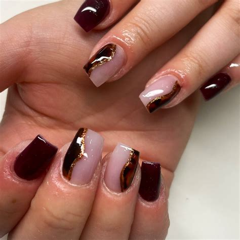 13 Elegant Rose Gold Burgundy Nails For Inspiration Nail Designs Daily