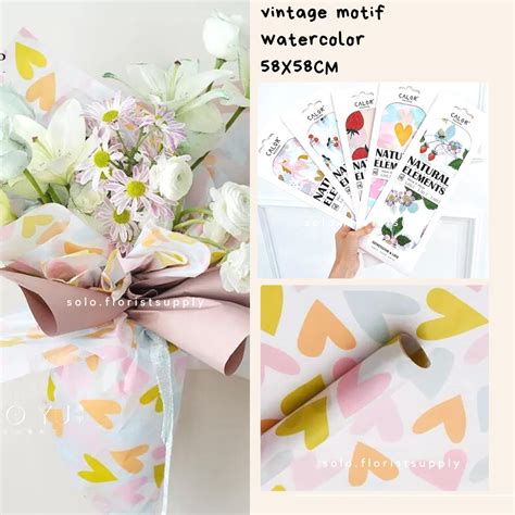 Jual IMPORT WRAPPNG PAPER VINTAGE MOTIF WATERCOLOR Kertas Kado Lucu