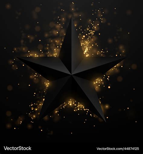 Black Star Shape With Gold Light Effect Background