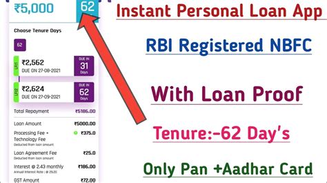 Instant Personal Loan App Rbi Registered Nbfc Pan Aadhar Card