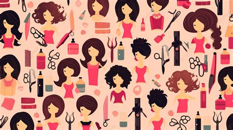 Hair Salon Seamless Texture Pattern In Flat Vector Style Background ...