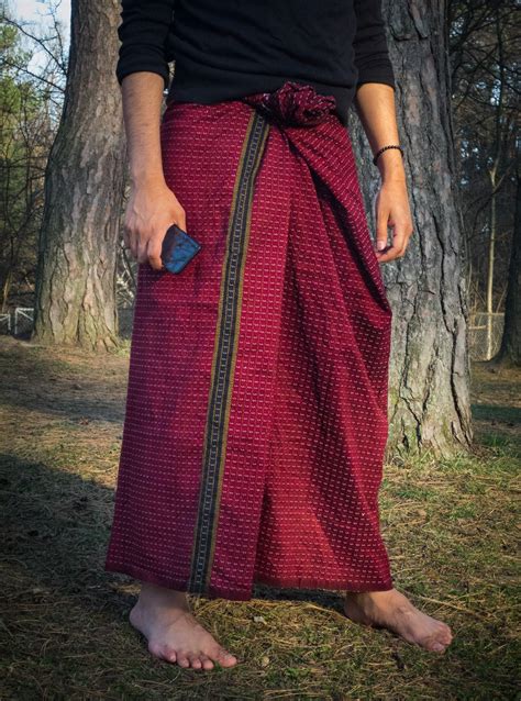 Burma Longyi Dress For Menhand Woven Original Myanmarwrap Etsy