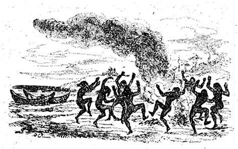 Cannibals Dancing Around A Fire By George Cruikshank For Daniel Defoe