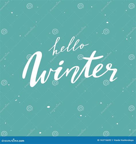 Hola Invierno Cita De Carta Manuscrita Del Vector Vintage Estacional