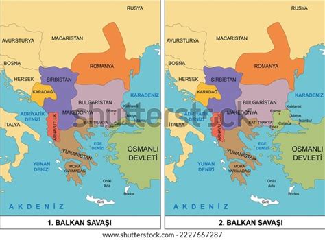 First Second Balkan War Maps Turkish Stock Vector (Royalty Free ...