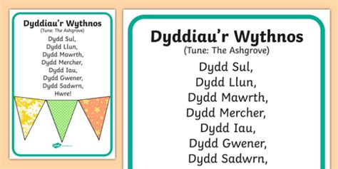 Welsh Days Of The Week Song Primary Resources