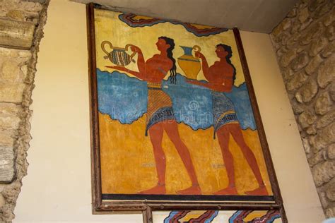 Minoan `Procession Fresco` from Knossos Editorial Stock Image - Image ...