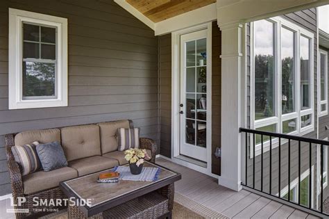 LP SmartSide lap siding inside a screened-in porch. Home built by Homes ...