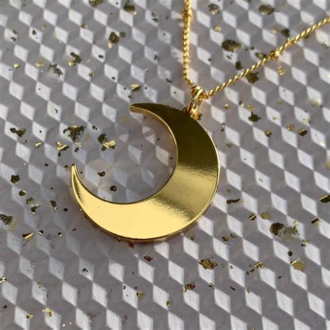 Gold Crescent Moon Necklace Moon And Stars Moon Necklace Etsy