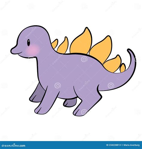 Baby Dinosaur Vector Illustration Cute Stegosaurus Cartoon Isolated