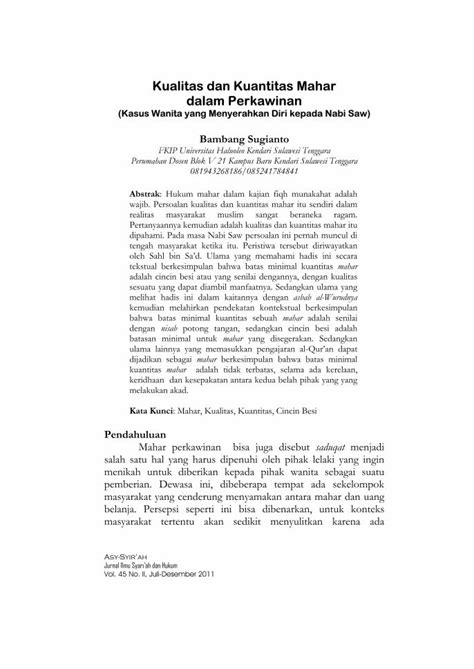 PDF Kualitas Dan Kuantitas Mahar Dalam Perkawinan DOKUMEN TIPS