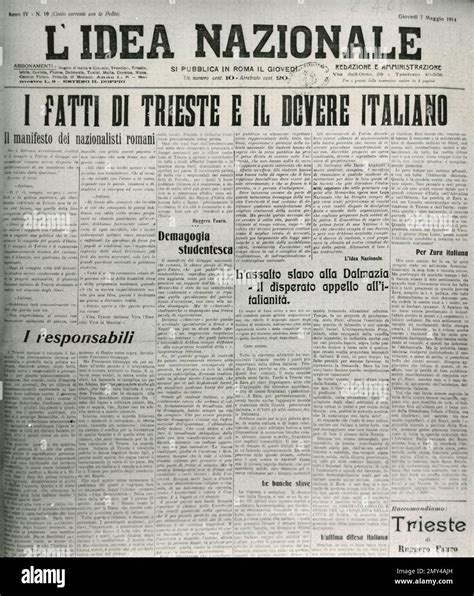 Front page of the Italian newspaper L'Idea Nazionale about the facts of ...