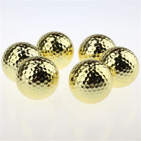 6pcs Two Layer Golden Golf Balls Golf Practice Balls Training Two Piece ...