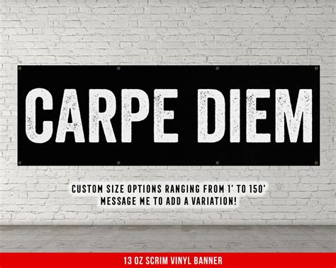 Carpe Diem Banner Home Gym Decor Large Quote Wall Art Etsy