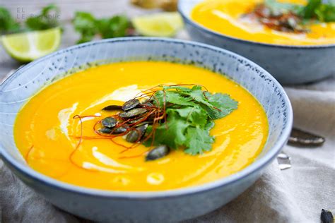 Roasted Thai Butternut Squash Carrot Soup Recipe Elle Republic