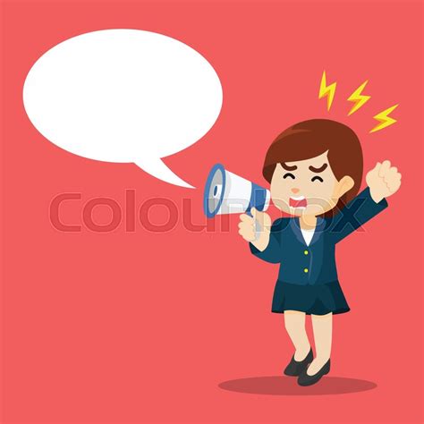 Business Woman With A Megaphone Stock Vector Colourbox