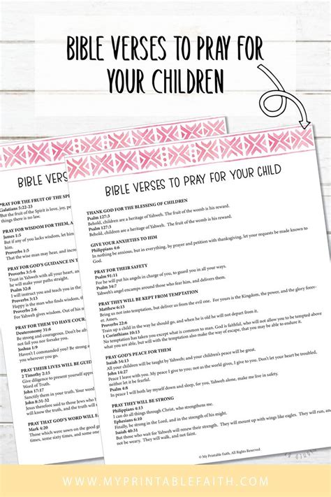 Bible Verses to Pray for Your Children - My Printable Faith | Praying ...