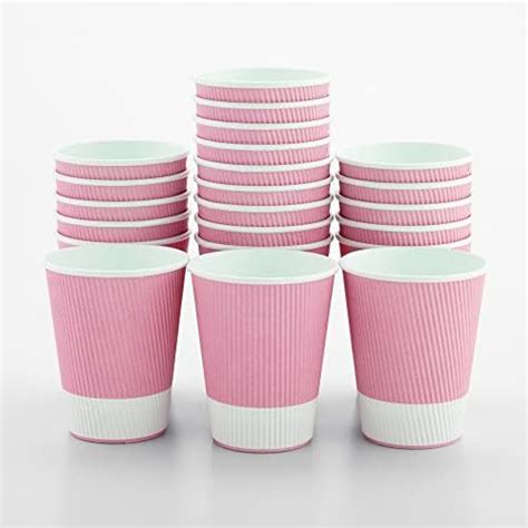 Purhapfre 80 Pcs 12 Oz Pink Disposable Coffee Cups With