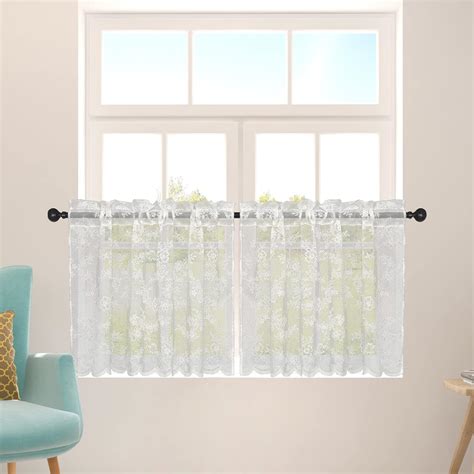 Amazon Bentrilisa Pcs White Sheer Tier Curtains Inches Rod