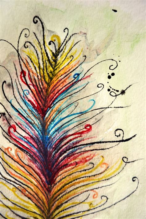 Colorful Feather Watercolor Drawingpainting Made To By Caseykleeb