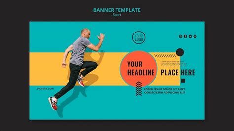 Free Psd Sporty Woman Running Banner Template