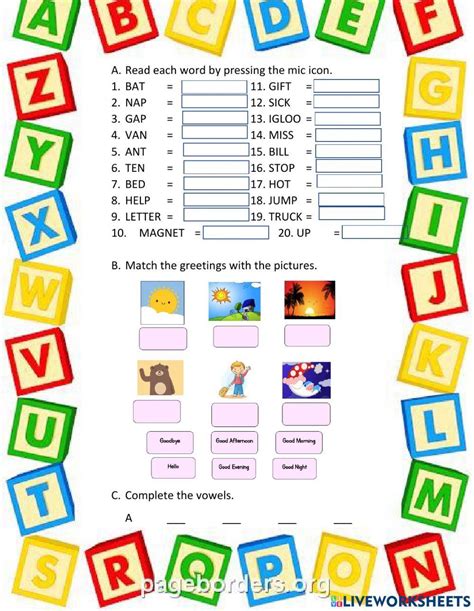 Vowel And Consonants Worksheet Live Worksheets