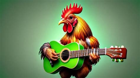 Cartoon Rooster Playing Guitar Short Animated Video