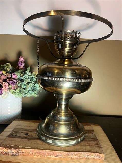 Vintage Electric Conversion Brass Keroseneoil Style Lamp Etsy